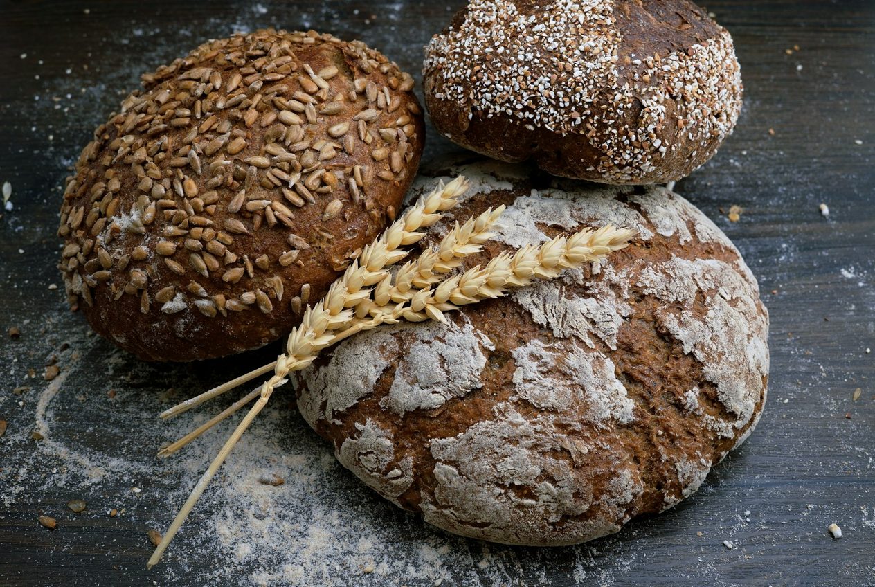 Fresh bakery bread on a counter
