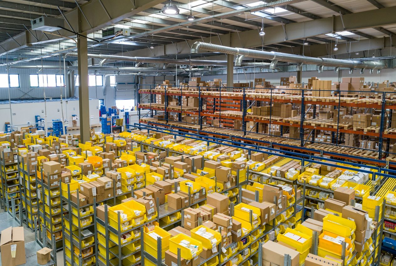 Warehouse cartons ready for outlet orders